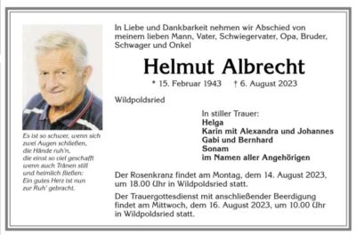 Todesanzeige Helmut Albrecht