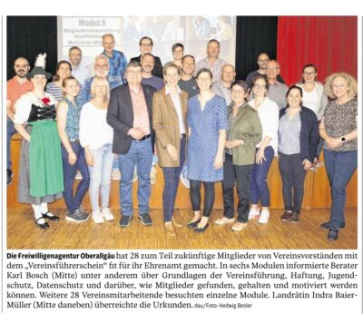 Freiwilligenagentur Oberallgäu Vereinsfuchs Seminar Gruppenbild
